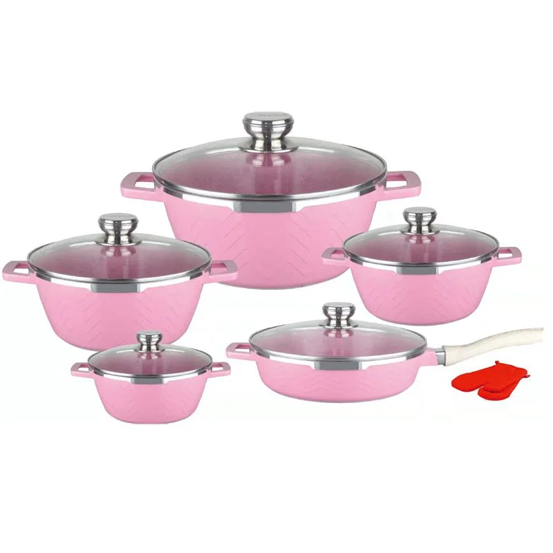 12PCS Aluminum Cookware Set with 2PCS Gloves