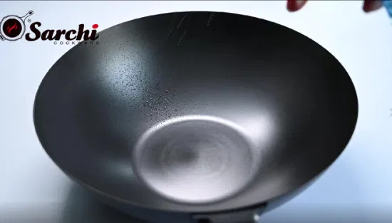 Wok tradizionali cinesi giapponesi, padelle per friggere, padella Wok in acciaio al carbonio con fondo rotondo