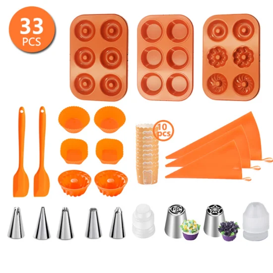 40 pezzi utensili da cucina utensili per torte stampo per pizza in acciaio al carbonio spazzola in silicone punta per tubazioni Bakeware
